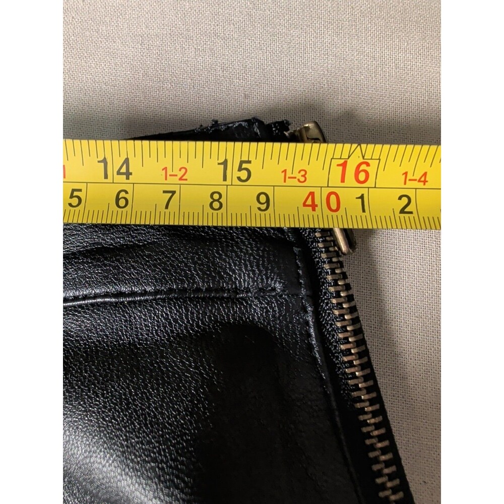 Handmade Reworked Black Faux Leather Skater Mini Skirt M Raw Hem Goth Y2K OOAK - Picture 12 of 13